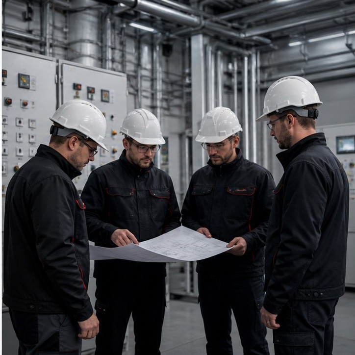 Zespół EL-INWEST omawiający rysunek instalacji elektrycznej